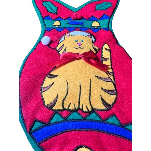 Rare L’Art Felt Fish Stockings – 14” Vintage Embroidered Cat Holiday Decor HTF - Picture 2 of 7